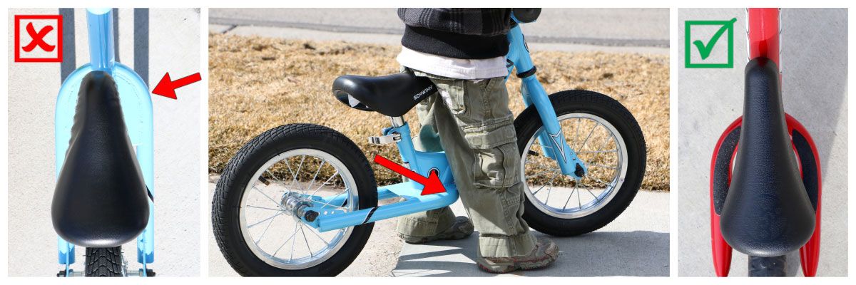 balance bike footrests design. Good and bad examples.