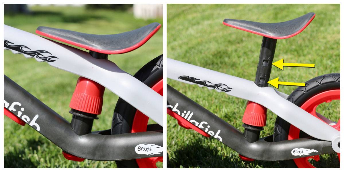 Seat height settings on the Chillafish BMXie balance bike