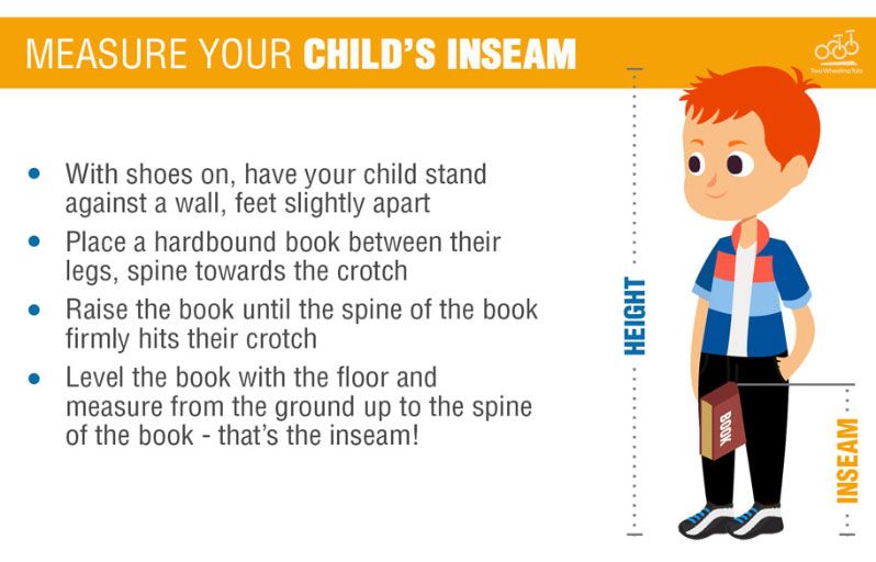 Infographic on how to measure your child's inseam for bike sizing
