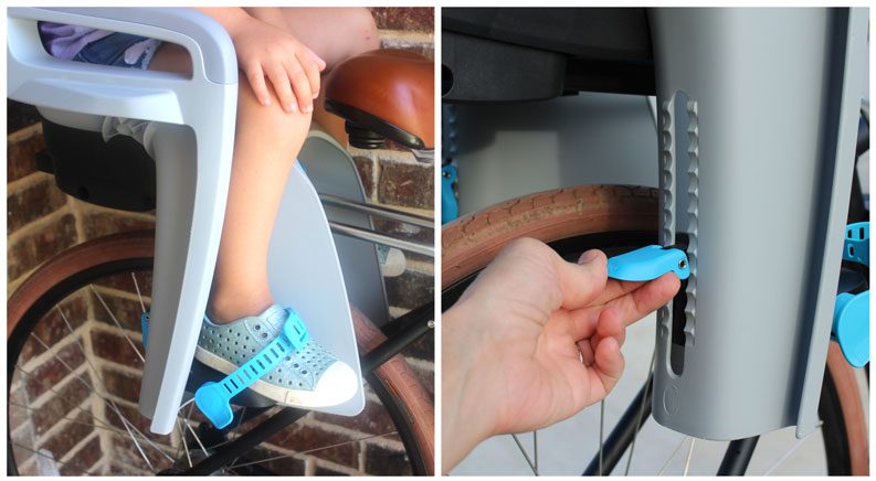 Footrest and footrest sliding adjustment on the RideAlong Thule bike seat