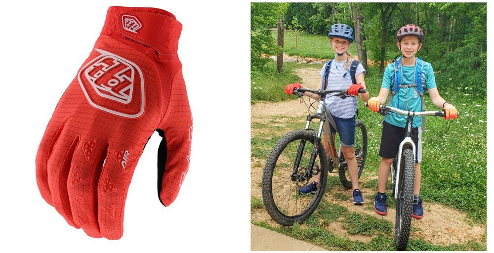 Kids wearing Troy Lee Air Youth Mountain Biking Gloves