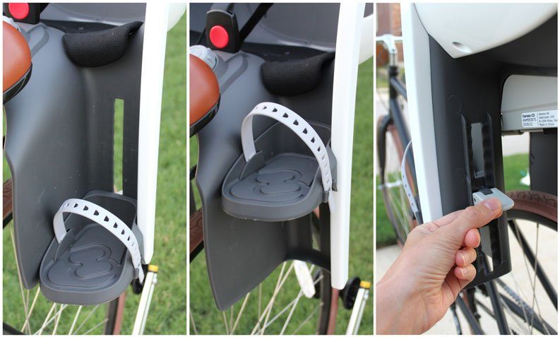 Hamax Caress foot rests at highest and lowest positions