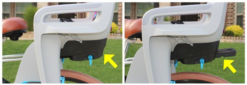 Shifting thule RideAlong bike seat seat forward towards adult saddle