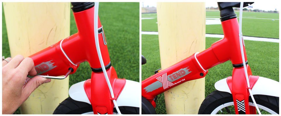 Extending the frame of the Smart Trike XTend convertible balance bike with an Allen key