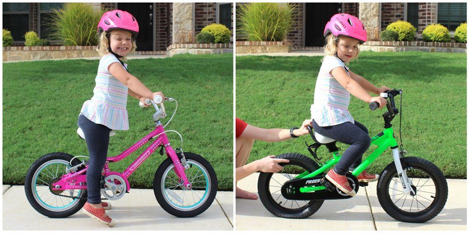 Toddler on Guardian 14 inch bike vs Royalbaby 14 inch bike