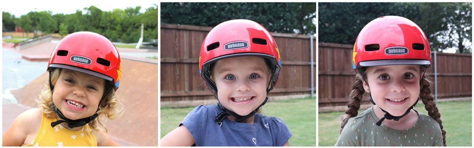 Nutcase Little Nutty on 2 year old, 3 year old, and 4 year old for sizing comparison.