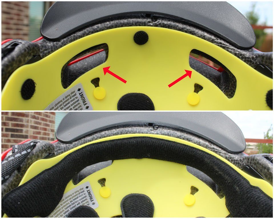 Front vents of the Nutcase Little Nutty are partially covered by the interior padding.