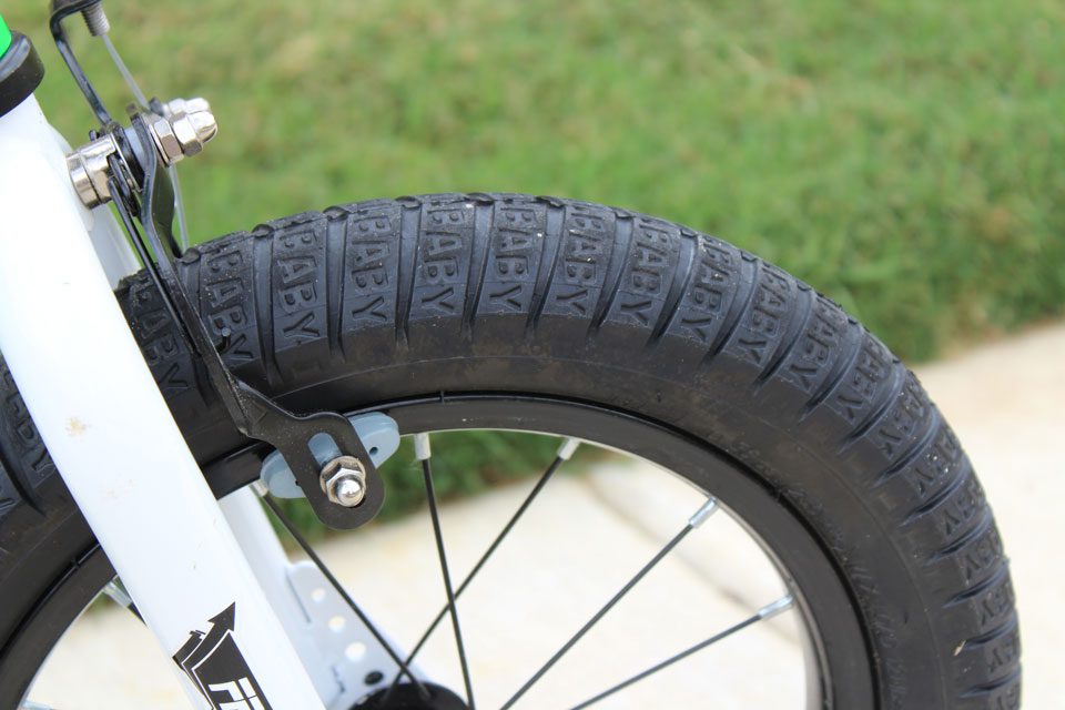 Upclose shot of tread on Royalbaby Bike tire
