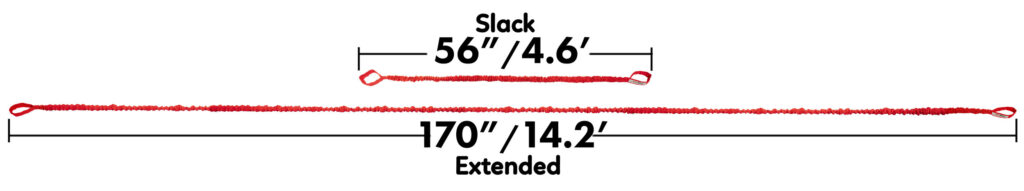 The length of the TowWhee Original bike tow rope, stretched out and relaxed