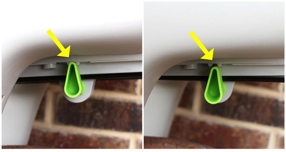 Mounting bars locking pin of Bell Shell. Shown in place, and slightly disengaged.