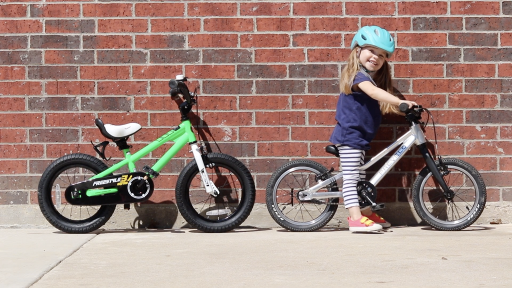14 inch Royal Baby Bike next to a 14 inch Prevelo bike