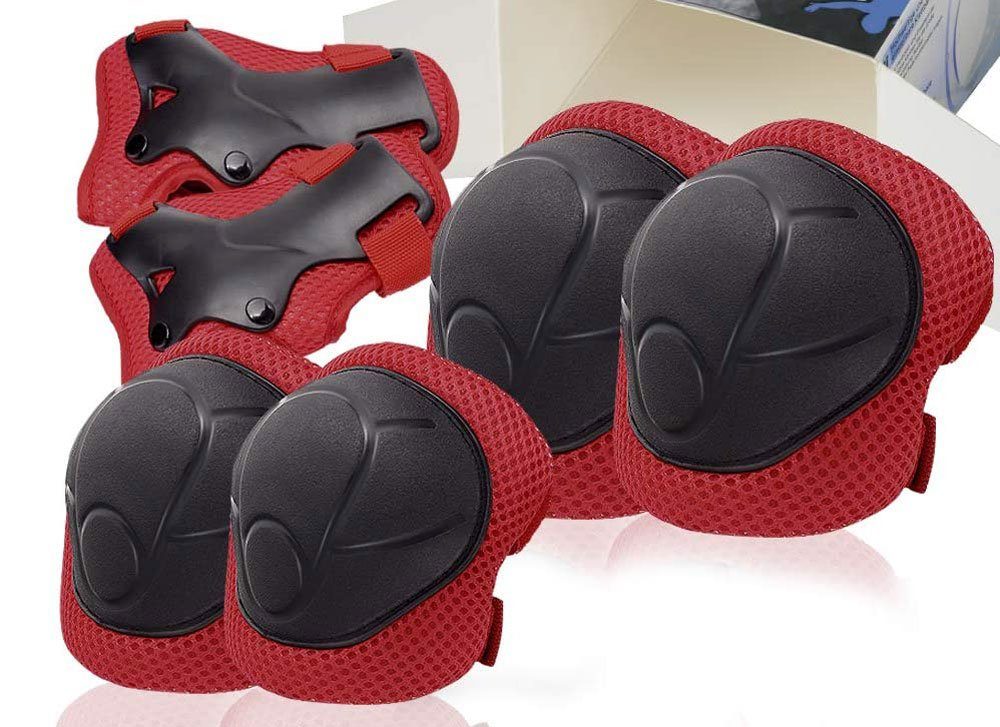 crzko red kids knee and elbow pads 