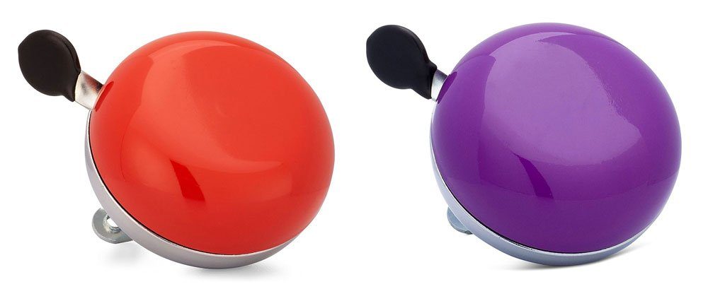beach cruiser style bike bells in red and purple