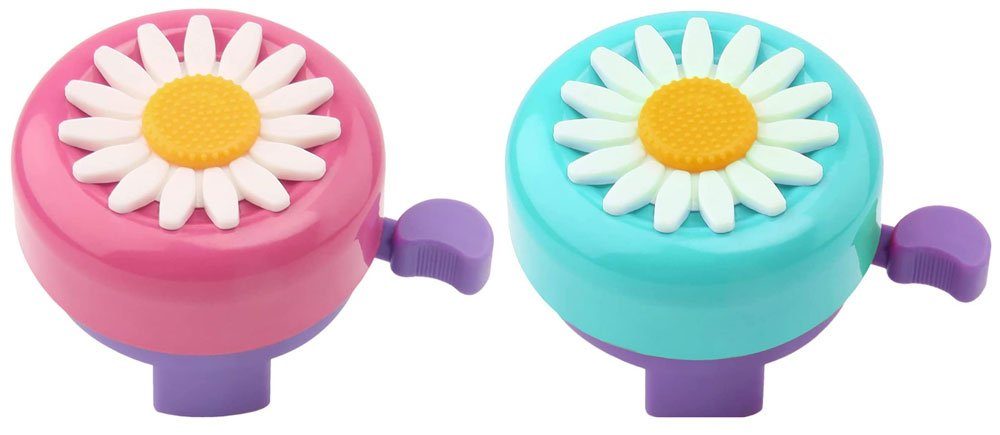flower bike bell for girls bike - pink and turquoise