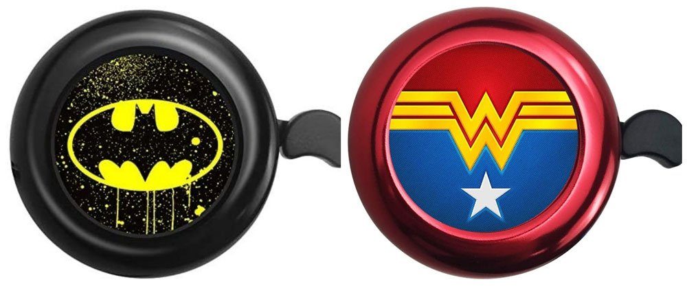 Superhero bike bells for boys and girls - batman and wonder woman