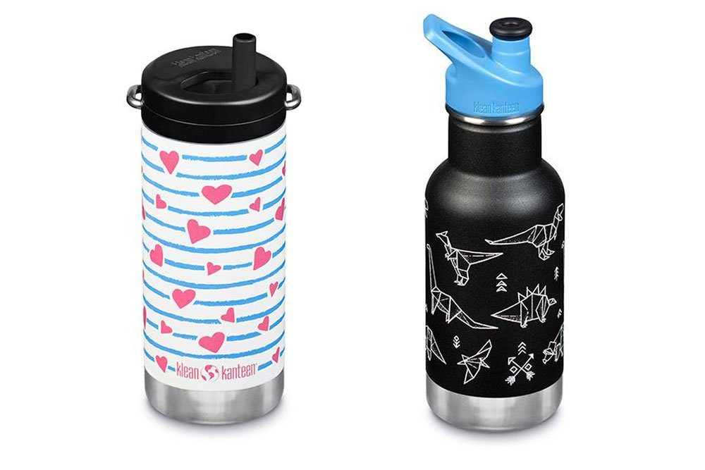Klean Kanteen kids water bottles. Heart and origami designs