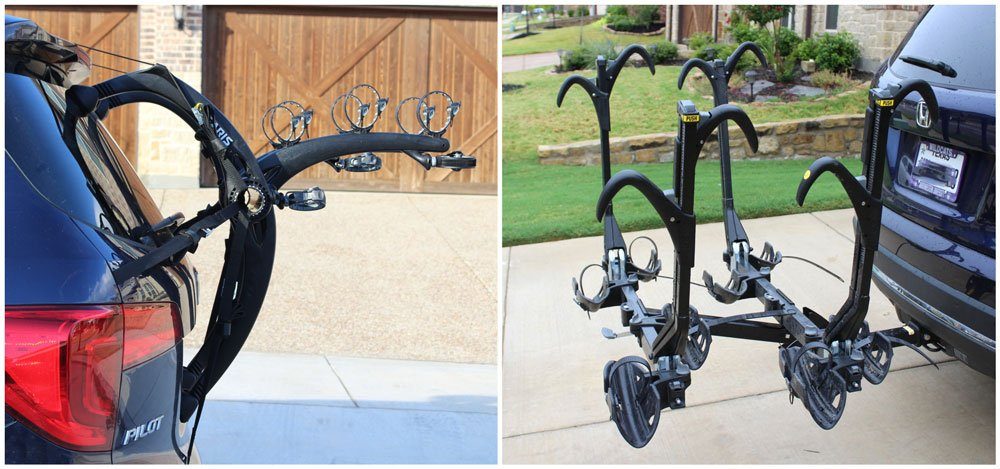Side by side comparison of Saris trunk rack and Saris hitch rack