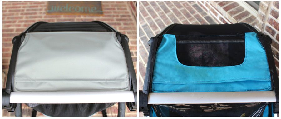 Top of the Lite bike trailer is solid, with no viewing window to see your child.