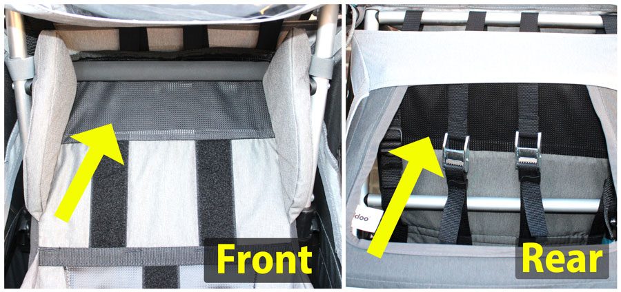 Top mesh ventilation on the seat back of Kidgoo