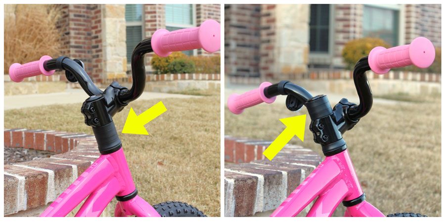 Spacers on handlebars of Trek Precaliber 12 in highest and lowest positions