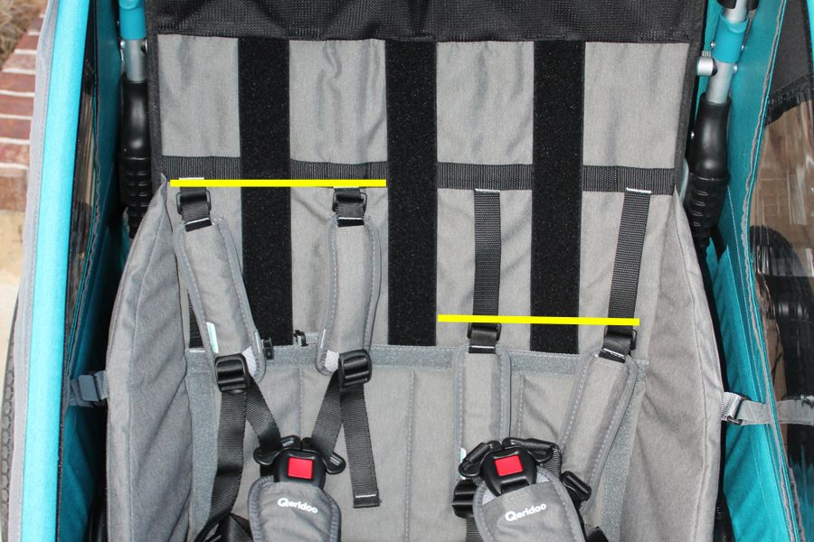 Shoulder straps set at highest and lowest positions