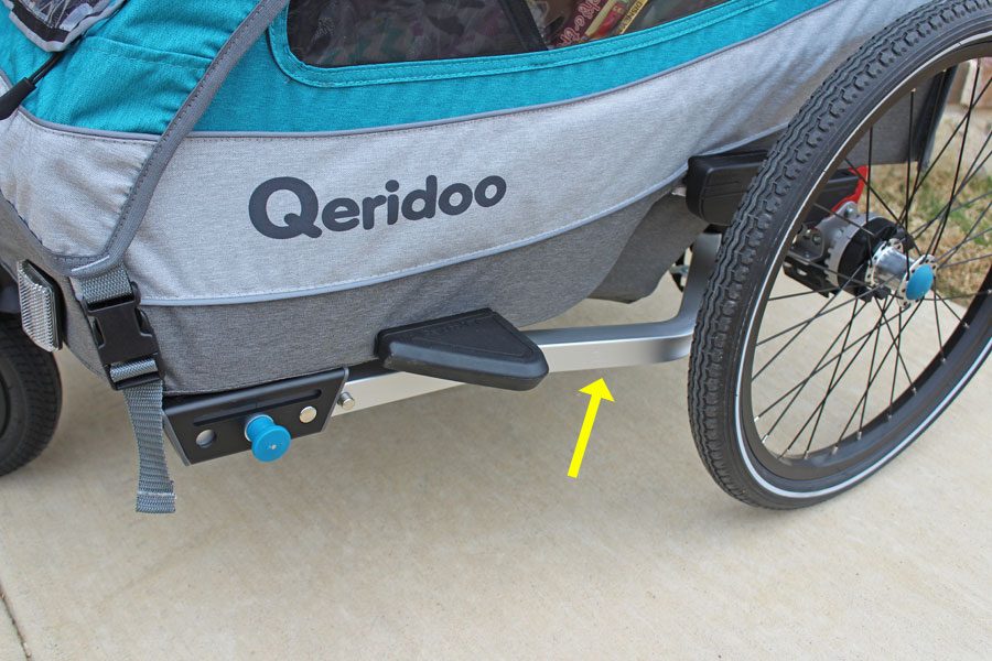 Tow bar stored under the Sportrex bike trailer