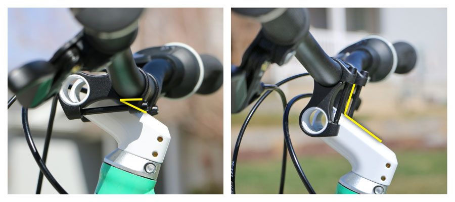 image showing woom's adjustable stem in the low and high position