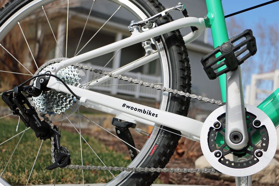 image showing the squared off chainstay tubing on the new woom bike