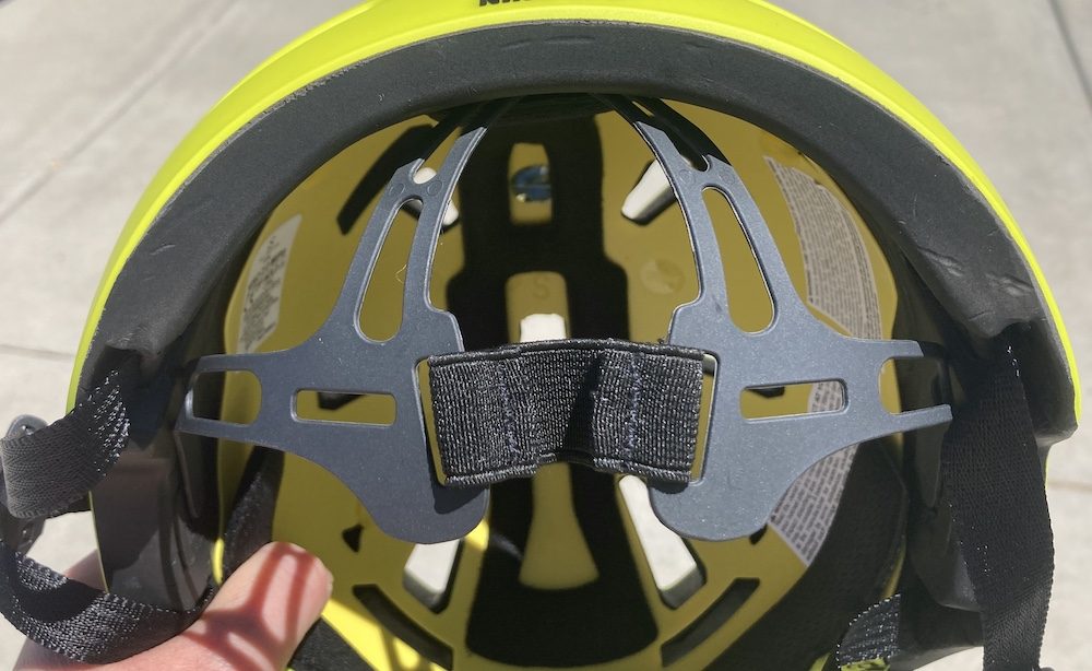image showing the cupped lower cage of the bern kids bike helmet