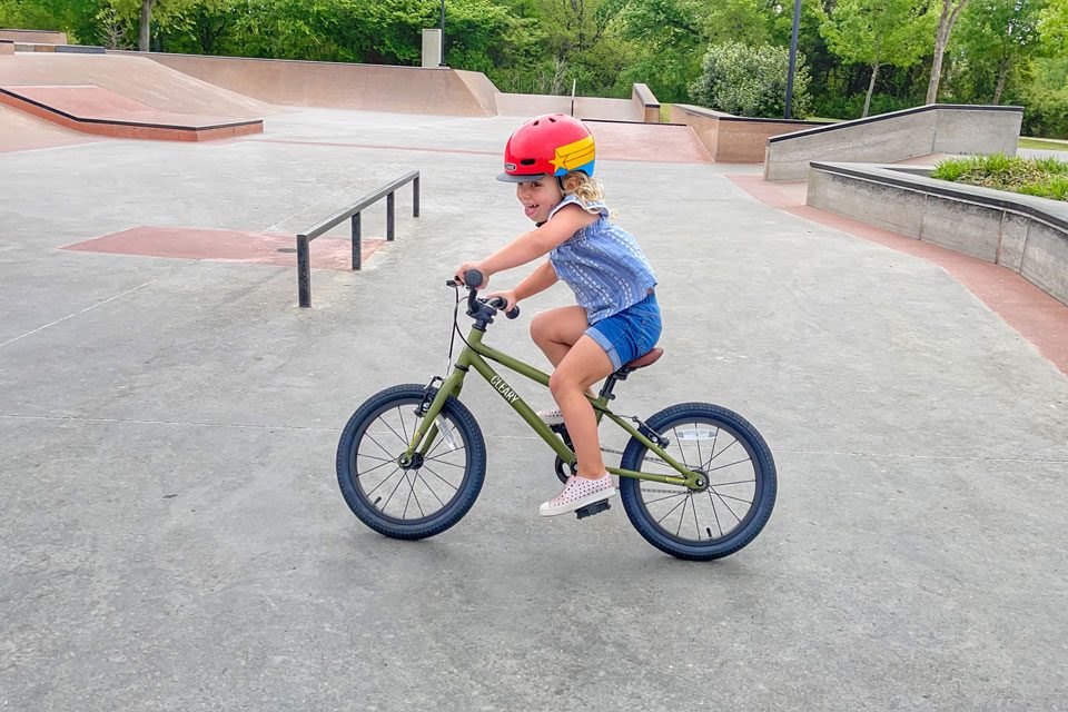 preschooler riding the Cleary Hedgehog bike
