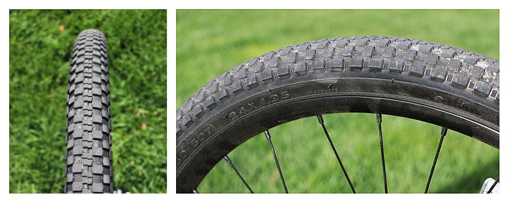 Image showing the low-profile thread tires on the Cleary Meerkat 24 inch