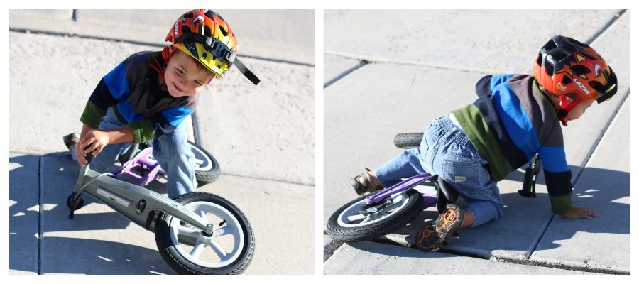 Toddler falling while riding the FirstBIKE balance bike