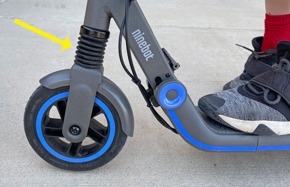 Suspension above front wheel on Segway Ninebot E10