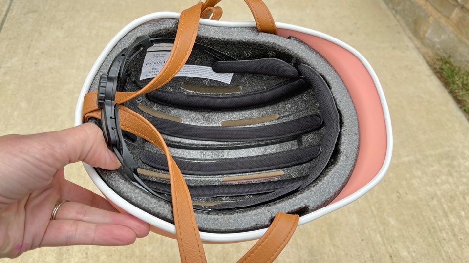 Inside of Thousand Jr helmet showing padding