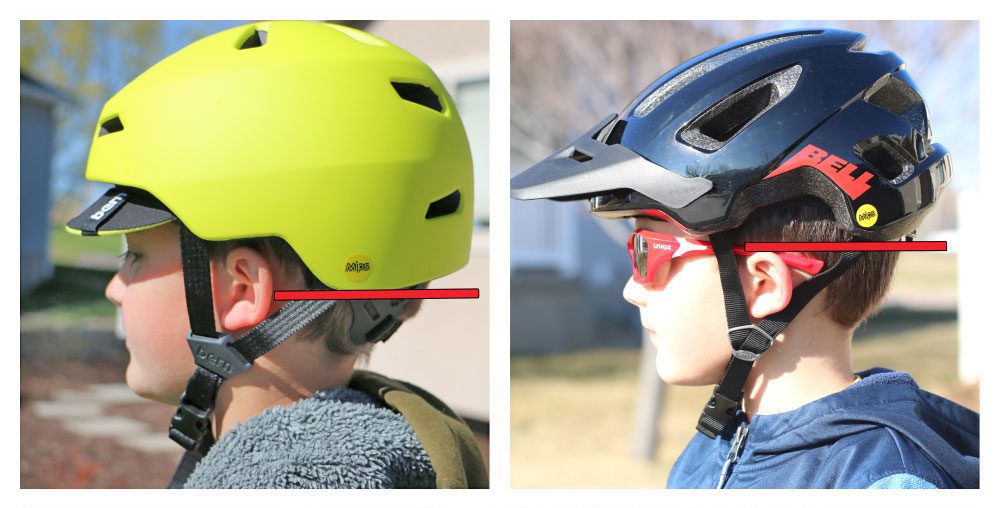 image showing the lower set coverage on the bern nino kids bike helmet