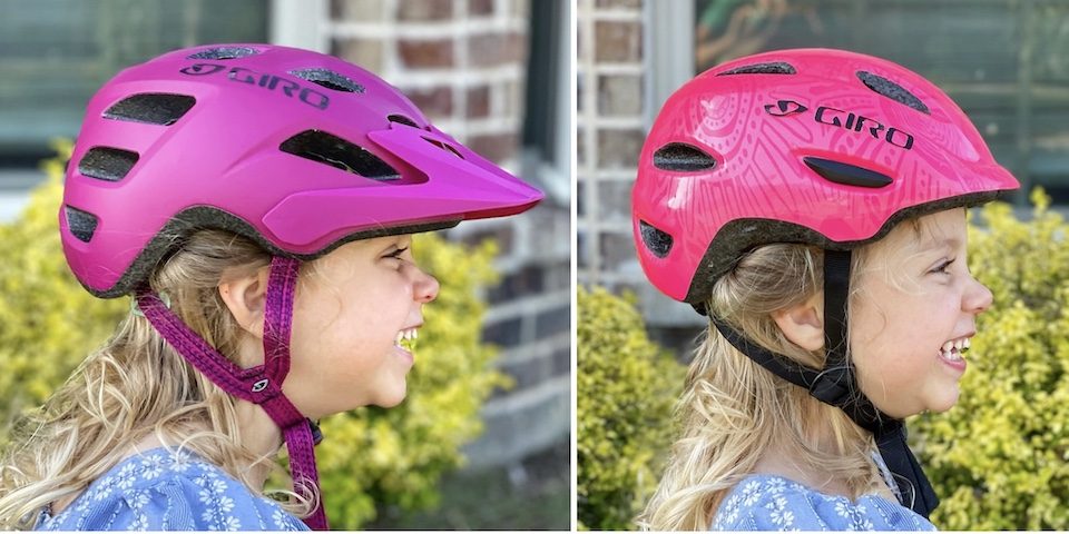 Side by side images of Giro Tremor Child and Giro Scamp, shown from side
