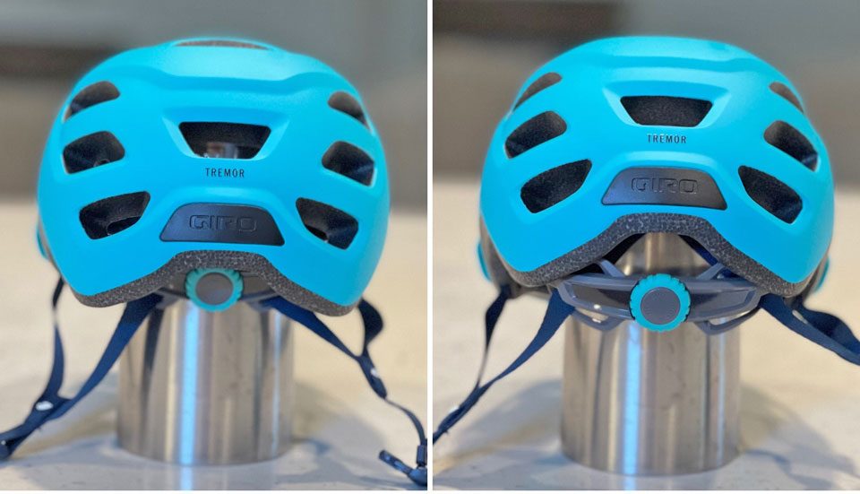 Dial adjust knob at its tightest and loosest point on the Giro Tremor. Side by side comparison