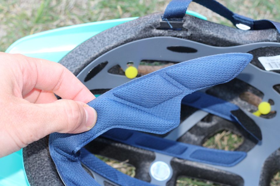 Channeled padding inside the Giro Tremor Youth helmet