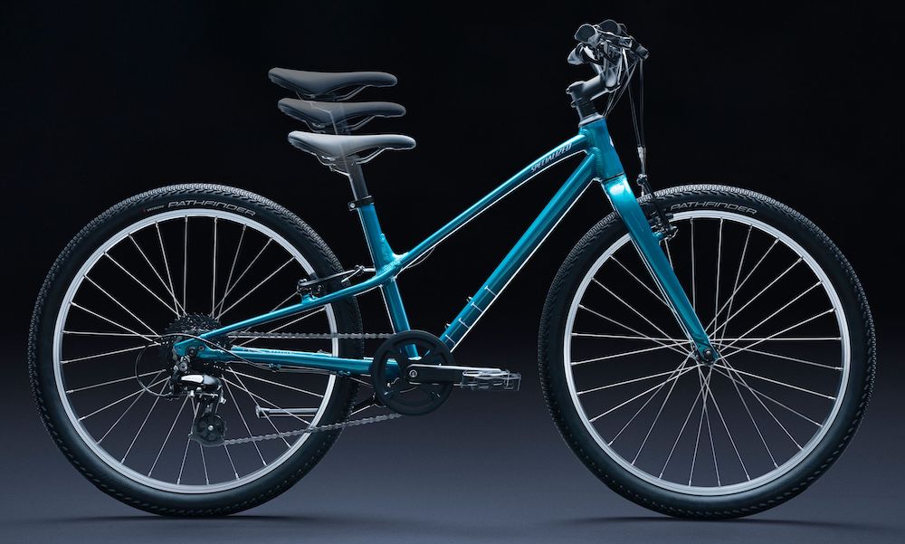 stock image showing how the Specialized Jett kids bike can adjust to fit kids.