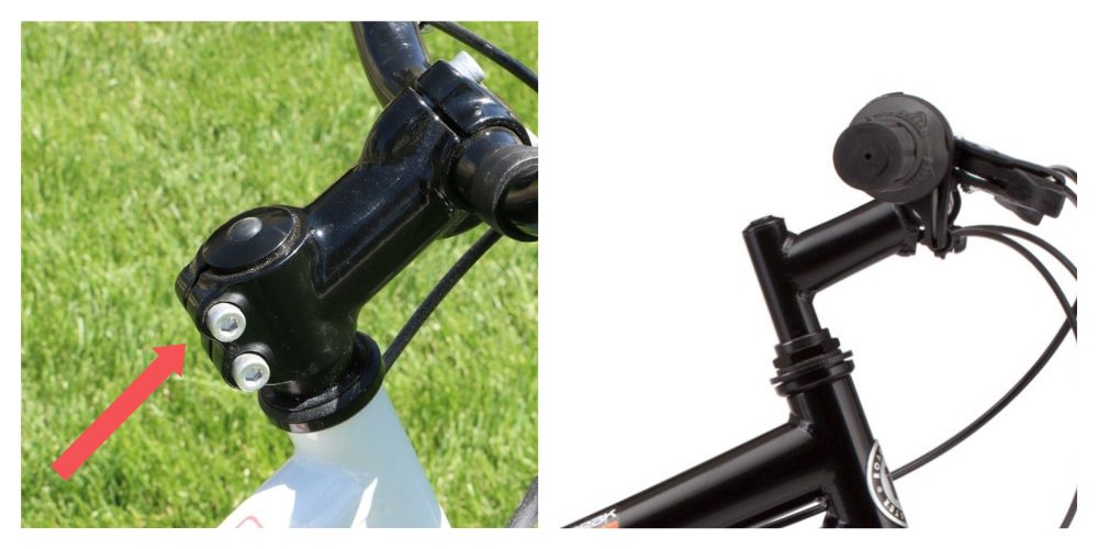 Side by side comparison of a threadless headset and a threaded headset