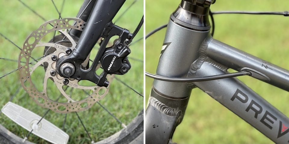 Hydraulic disc brake and internally routed brake cable on Prevelo Zulu Two