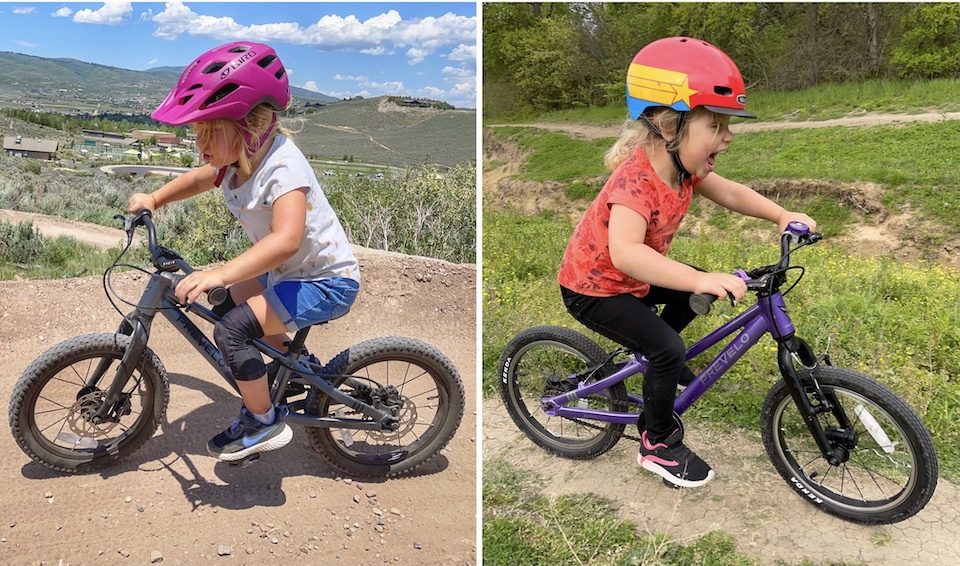 Collage of child riding Prevelo Zulu Two and Prevelo Alpha Two