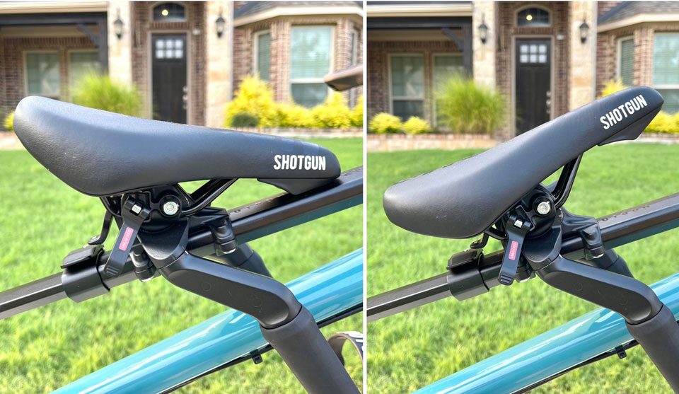 Shotgun Pro seat can angle forward or backward