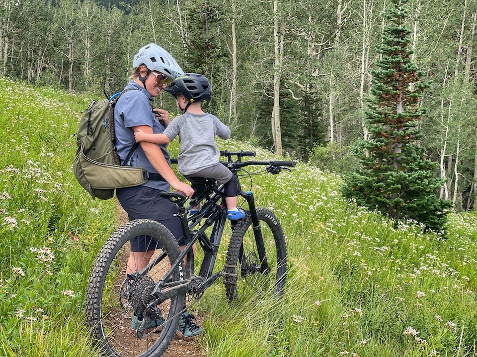 Stopped on trail while riding with the Shotgun Pro MTB seat