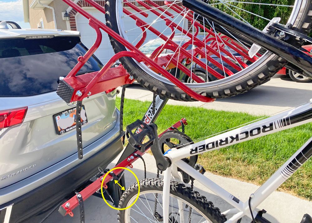 image showing how bikes on the velocirax can swing when loading