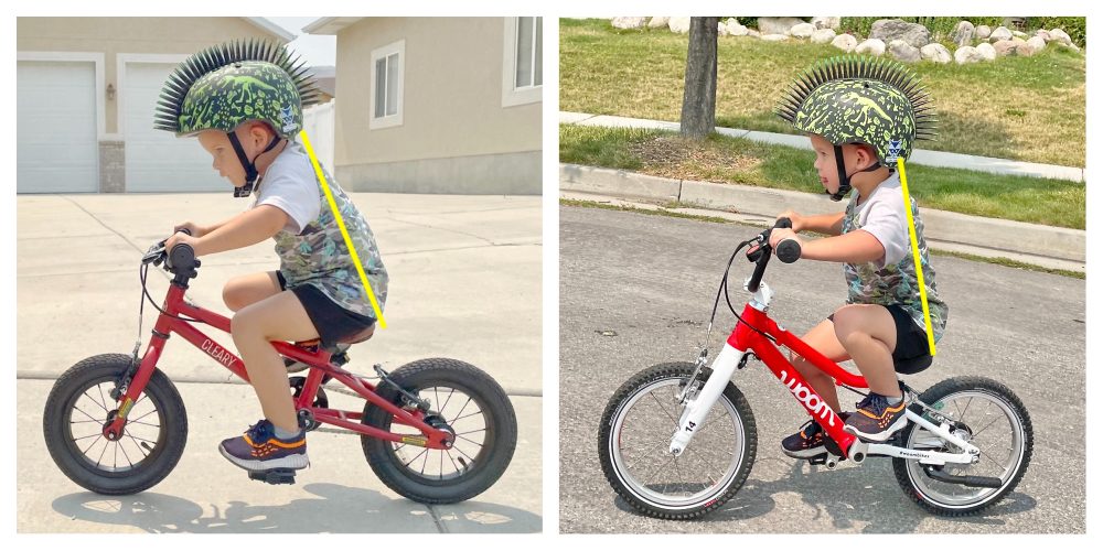 collage of images showing the difference in the geometry of the Cleary Gecko and the woom 2