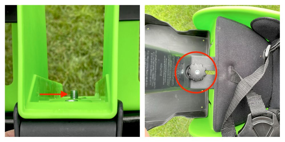 image showing the short mounting screw used to mount the kazam weeride kangaroo