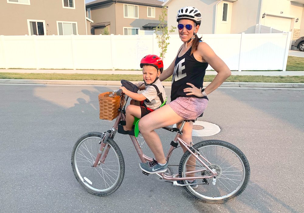 mom riding with son on the Kazam weeride kangaroo