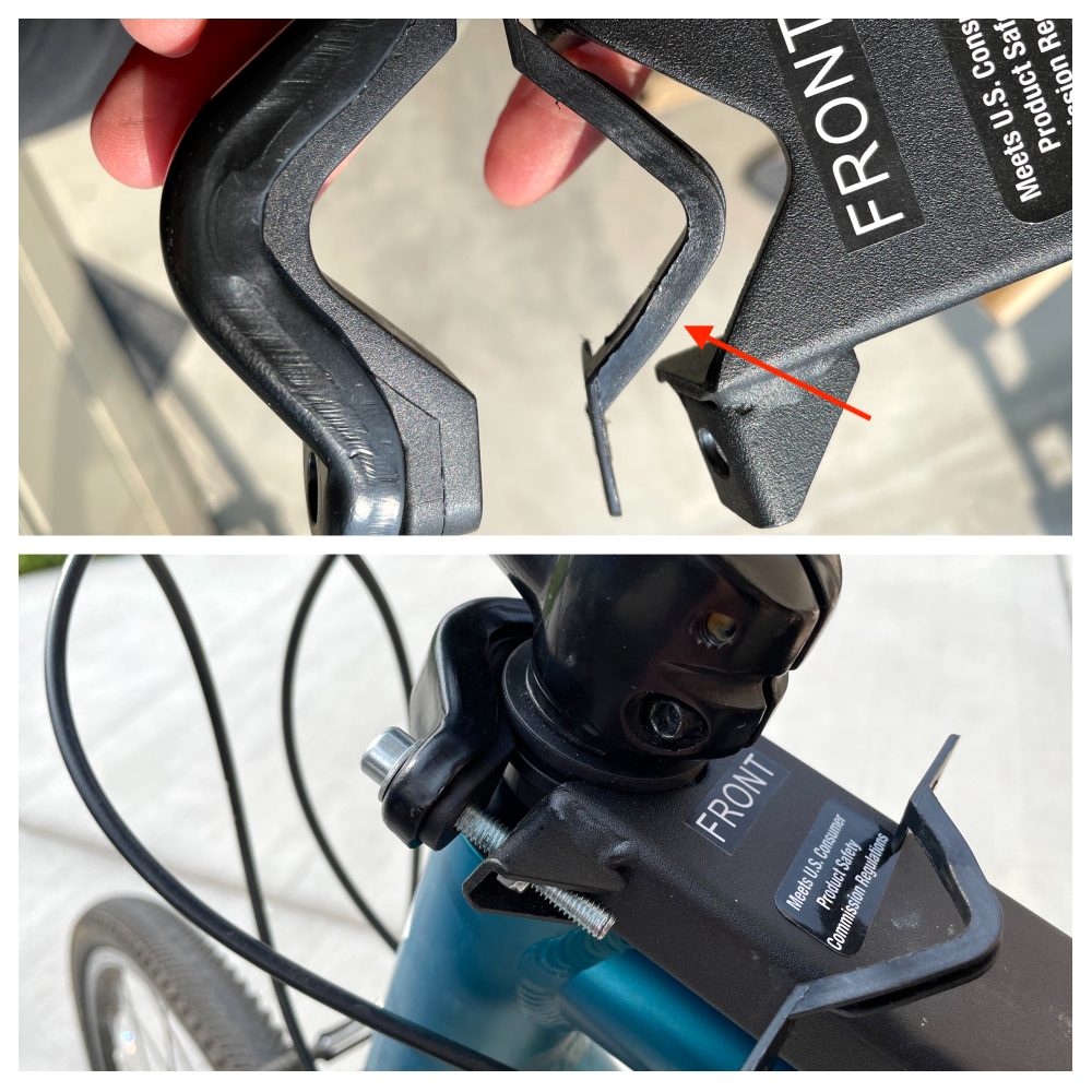 image showing which plastic insert to remove when installing the weeride kangaroo using the spacer adapter