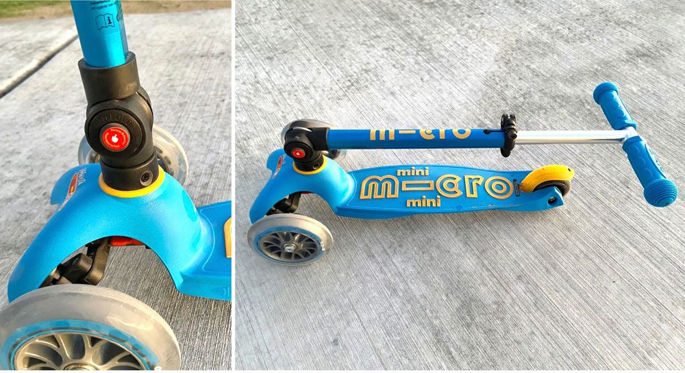 Folding mechanism of a kickboard scooters for kids